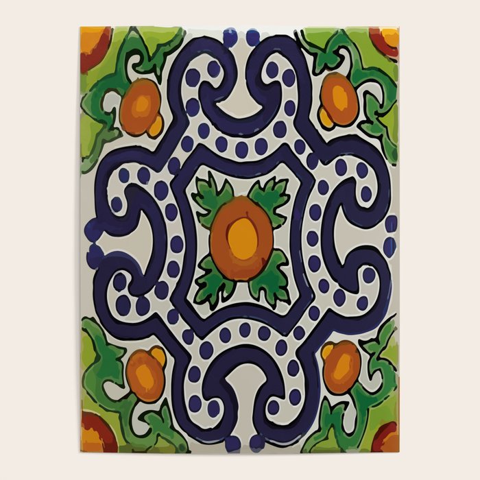 Oranges talavera tile abstract pattern modern decoration Poster Gallery Image 4