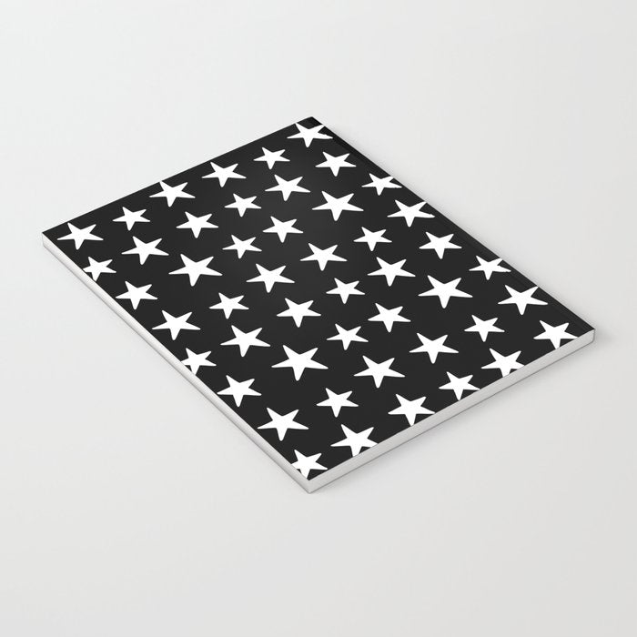 Star Pattern White On Black Notebook Gallery Image 3
