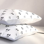Funny vintage cartoon face doodle pattern Pillow Sham Gallery Image 3