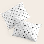 Funny vintage cartoon face doodle pattern Pillow Sham Gallery Image 3