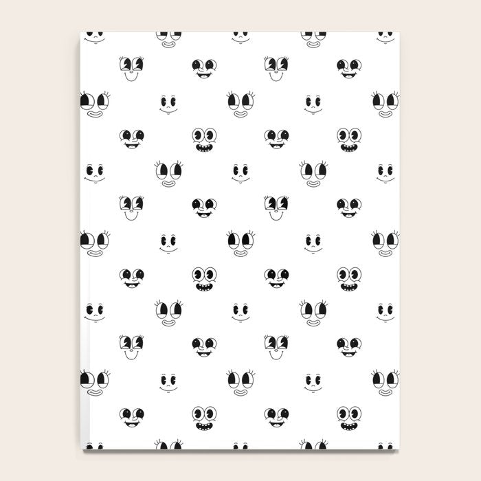 Funny vintage cartoon face doodle pattern Notebook Gallery Image 4