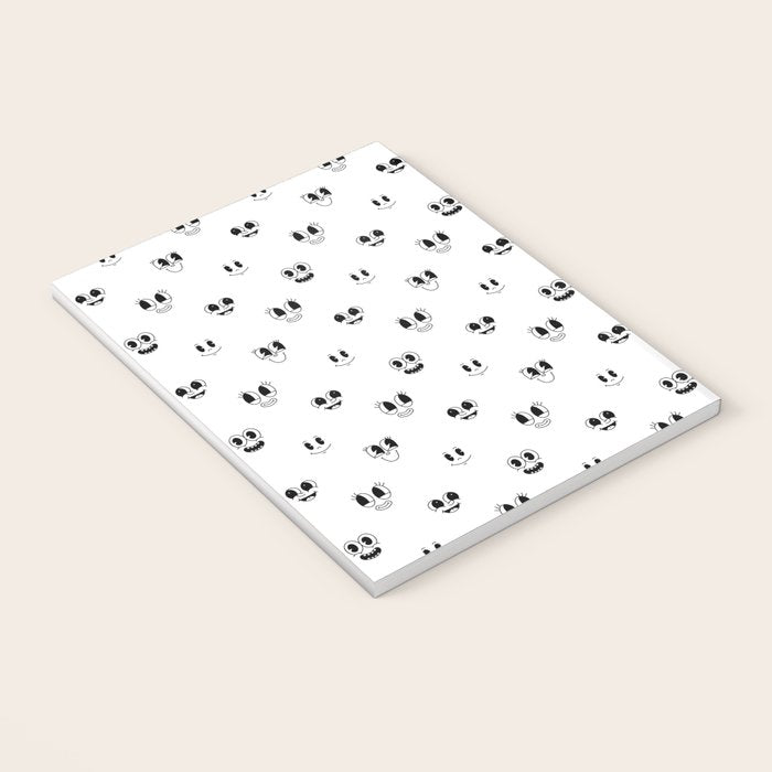 Funny vintage cartoon face doodle pattern Notebook Gallery Image 3
