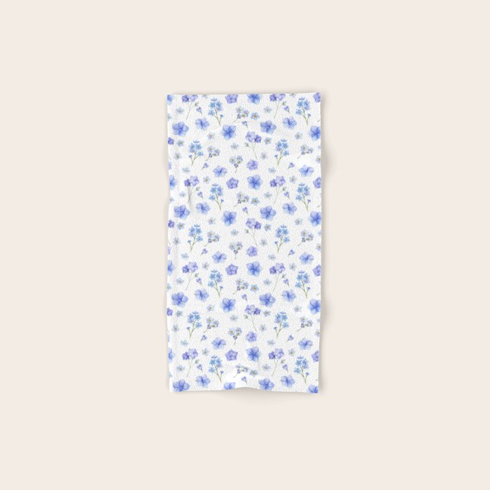 Elegant blush blue yellow watercolor floral pattern Bath Towel Gallery Image 1