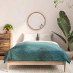 Sunrise in the mountains, dawn, teal, abstract watercolor Comforter Gallery Image 3