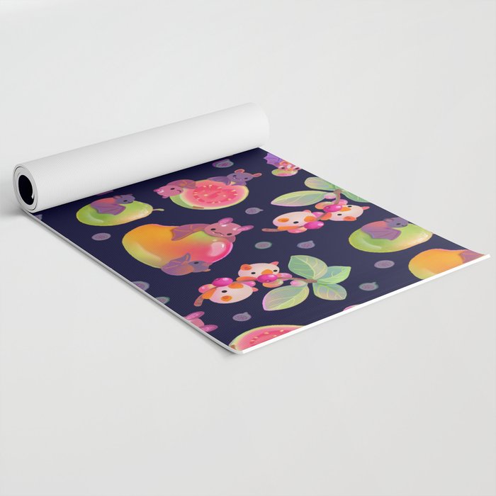 Fruit and bat - dark Yoga Mat Gallery Image 2