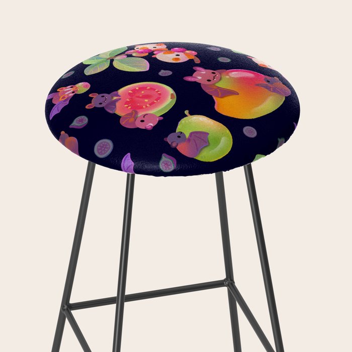 Fruit and bat - dark Stool Gallery Image 2