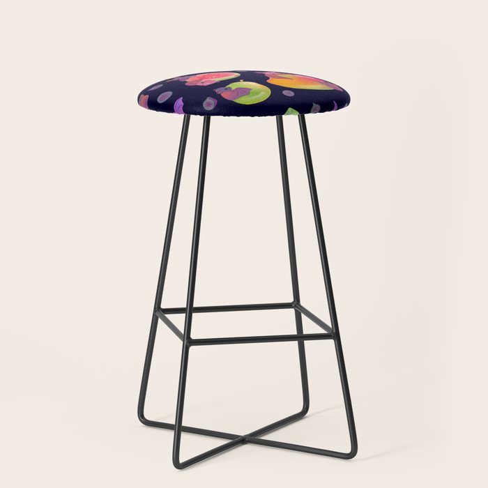 Fruit and bat - dark Stool Gallery Image 1