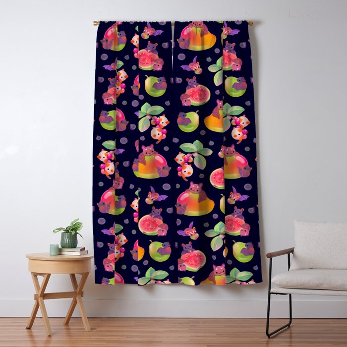 Fruit and bat - dark Window Curtain Gallery Image 5