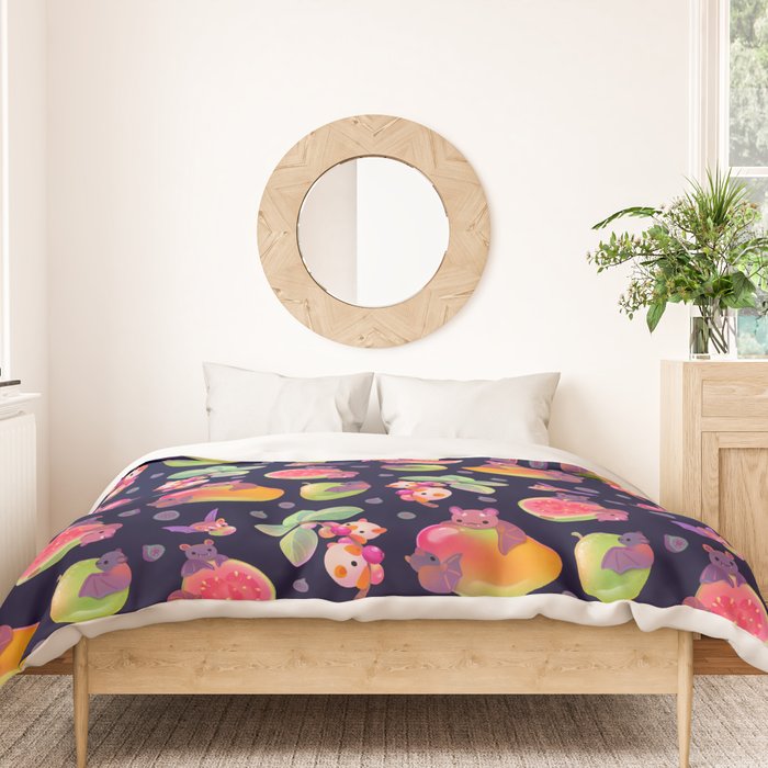 Fruit and bat - dark Duvet Cover Gallery Image 3