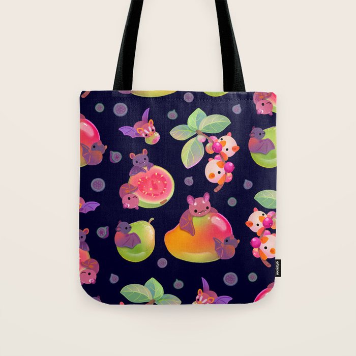 Fruit and bat - dark Tote Bag Gallery Image 1