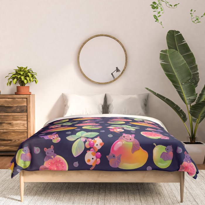 Fruit and bat - dark Comforter Gallery Image 3
