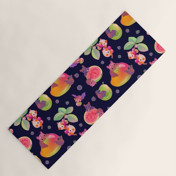 Fruit and bat - dark Yoga Mat Gallery Image 1