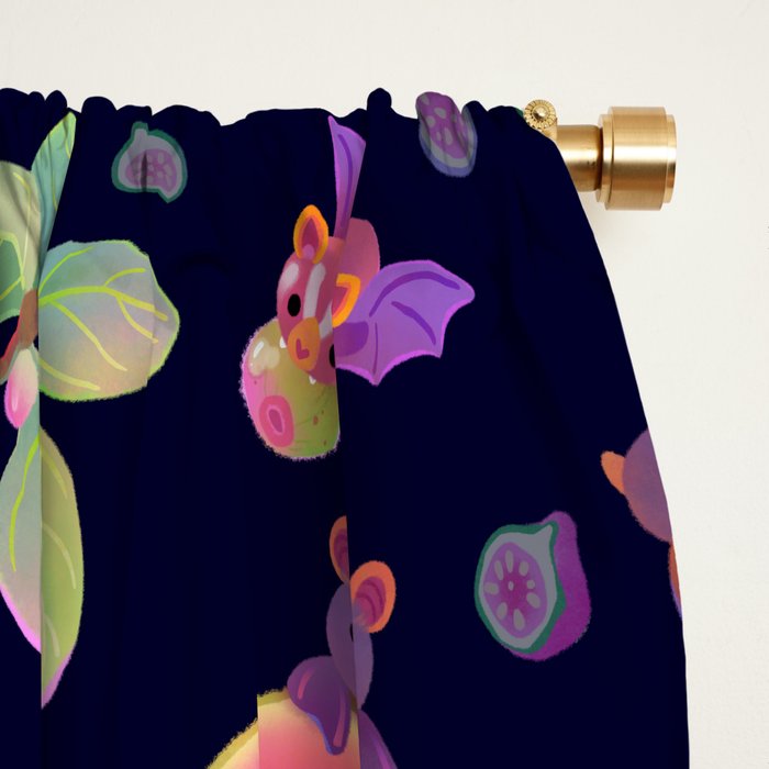Fruit and bat - dark Window Curtain Gallery Image 2