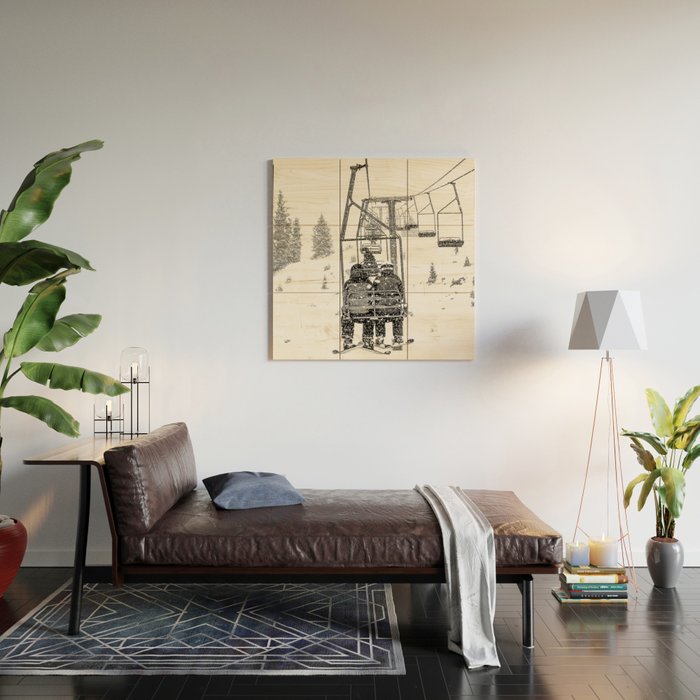 Snow Lift // Ski Chair Lift Colorado Mountains Black and White Snowboarding Vibes Photography Wood Wall Art Gallery Image 2
