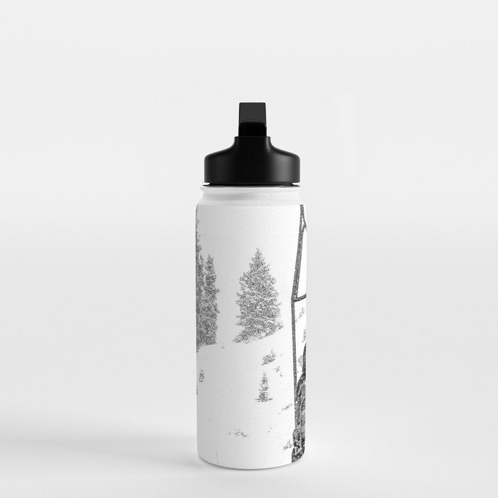 Snow Lift // Ski Chair Lift Colorado Mountains Black and White Snowboarding Vibes Photography Water Bottle Gallery Image 3