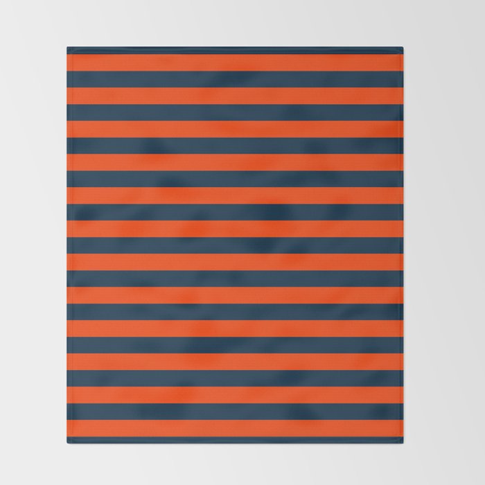 Orange Pop & Navy Blue Tent Stripe Throw Blanket Gallery Image 2
