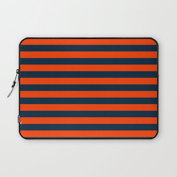 Orange Pop & Navy Blue Tent Stripe Laptop Sleeve Gallery Image 1