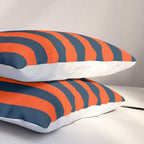 Orange Pop & Navy Blue Tent Stripe Pillow Sham Gallery Image 3