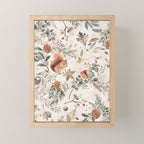 Harvest 2025 Woodland Squirrel Botanical Leaves Watercolor Ecru Mini Art Print Gallery Image 1