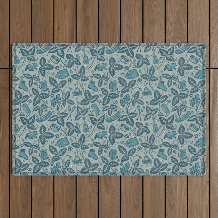 Summer Camping - blue Outdoor Rug Gallery Image 1