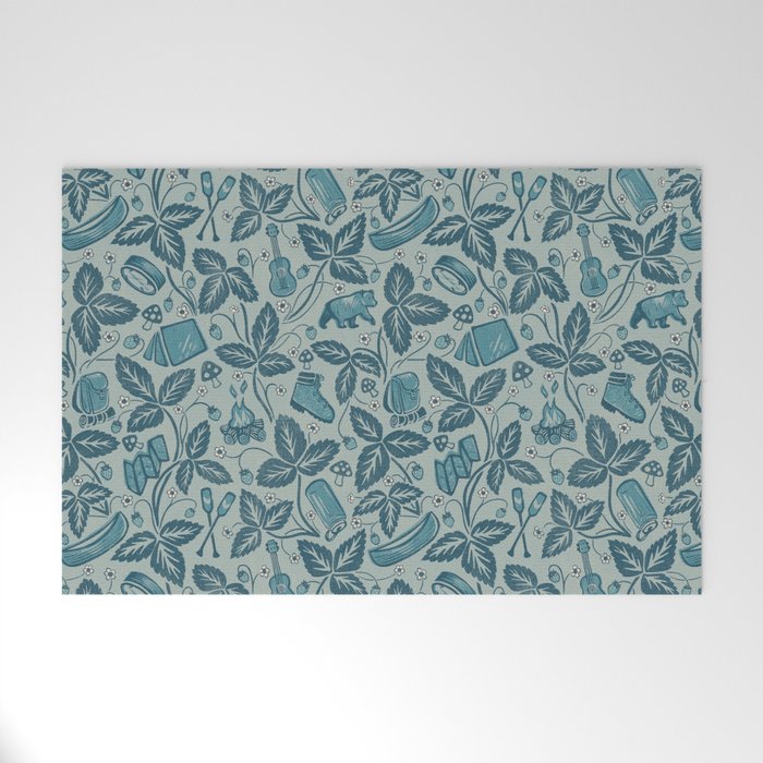 Summer Camping - blue Welcome Mat Gallery Image 1