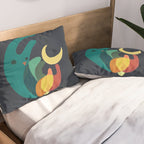 Rabbit and crescent moon Pillow Sham Gallery Image 2