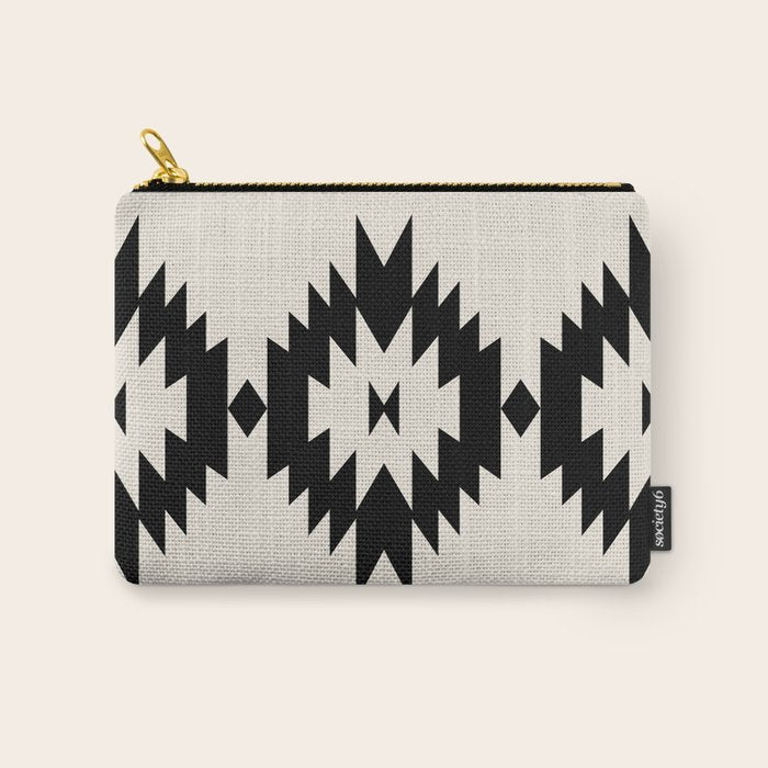 Southwestern Minimalism - Black Neutral Beige Carry All Pouch Gallery Image 1