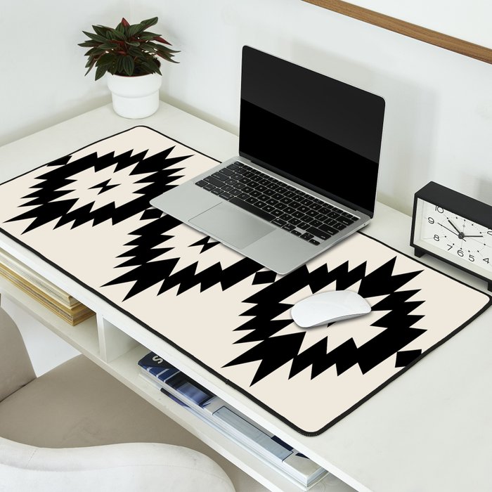 Southwestern Minimalism - Black Neutral Beige Desk Mat Gallery Image 2