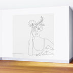 Minimal Line Art Woman with Flowers II Wall Mural Gallery Image 2