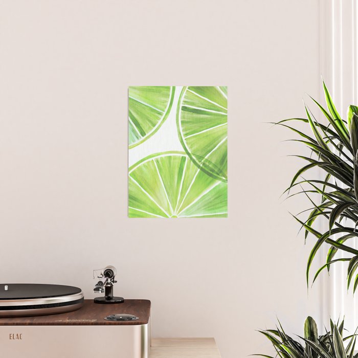 Fresh Lime Citrus Abstract Watercolor Poster Gallery Image 2
