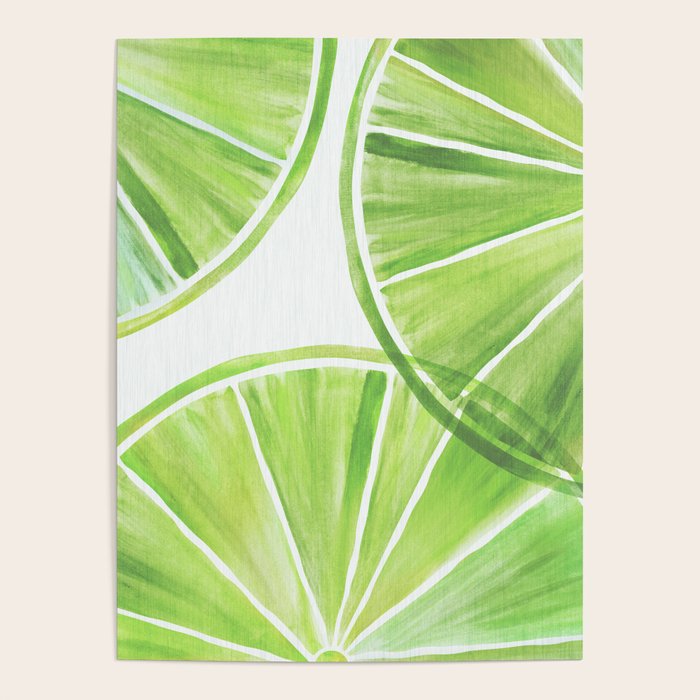 Fresh Lime Citrus Abstract Watercolor Poster Gallery Image 1