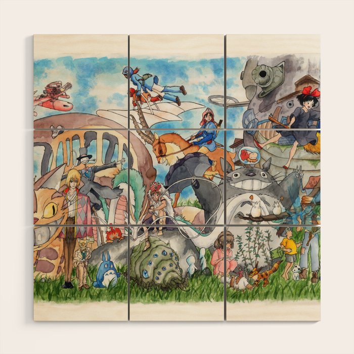 Miyazaki Tribute Wood Wall Art Gallery Image 1