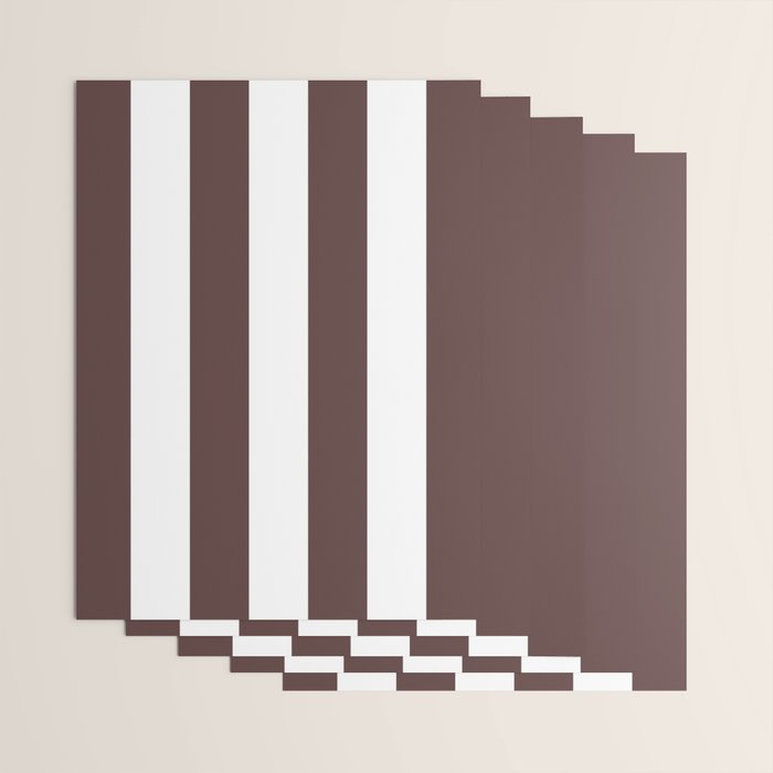 Dark Brown Granite and White Wide Vertical Cabana Tent Stripe Wrapping Paper Gallery Image 3