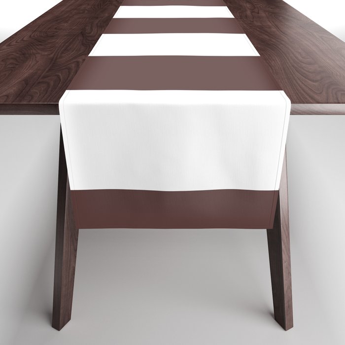 Dark Brown Granite and White Wide Vertical Cabana Tent Stripe Table Runner Gallery Image 1