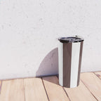 Dark Brown Granite and White Wide Vertical Cabana Tent Stripe Travel Mug Gallery Image 4