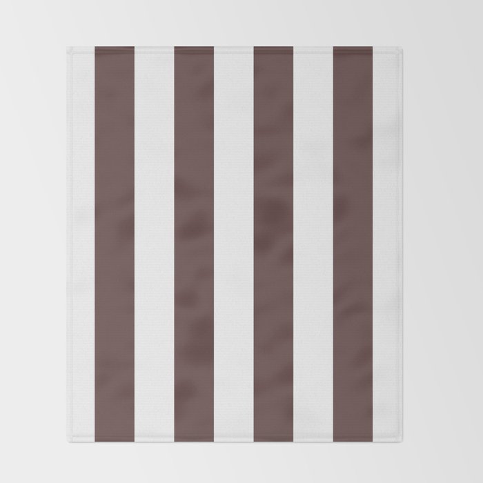 Dark Brown Granite and White Wide Vertical Cabana Tent Stripe Throw Blanket Gallery Image 2