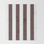 Dark Brown Granite and White Wide Vertical Cabana Tent Stripe Throw Blanket Gallery Image 2