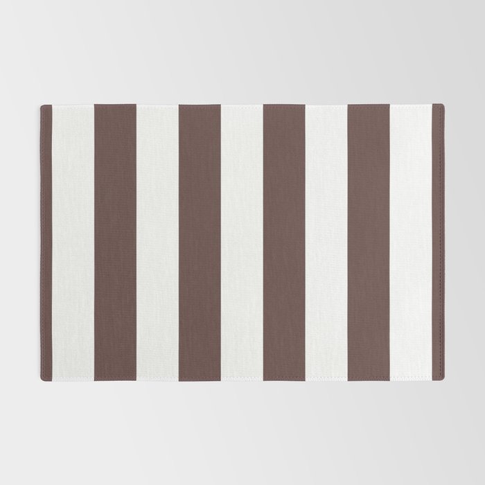 Dark Brown Granite and White Wide Vertical Cabana Tent Stripe Rug Gallery Image 2
