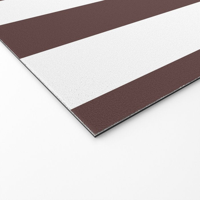 Dark Brown Granite and White Wide Vertical Cabana Tent Stripe Welcome Mat Gallery Image 2