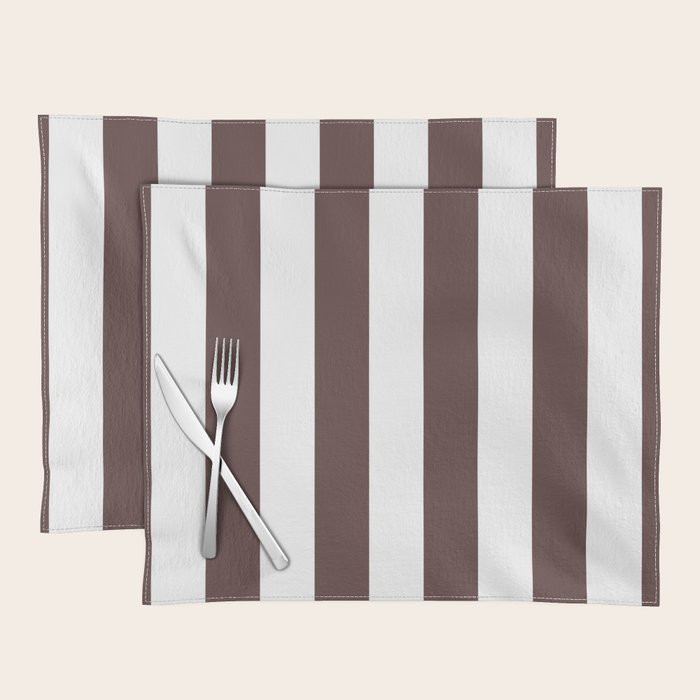 Dark Brown Granite and White Wide Vertical Cabana Tent Stripe Placemat Gallery Image 1