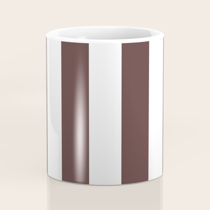 Dark Brown Granite and White Wide Vertical Cabana Tent Stripe Coffee Mug Gallery Image 4
