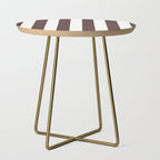Dark Brown Granite and White Wide Vertical Cabana Tent Stripe Side Table Gallery Image 1