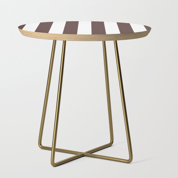 Dark Brown Granite and White Wide Vertical Cabana Tent Stripe Side Table Gallery Image 1
