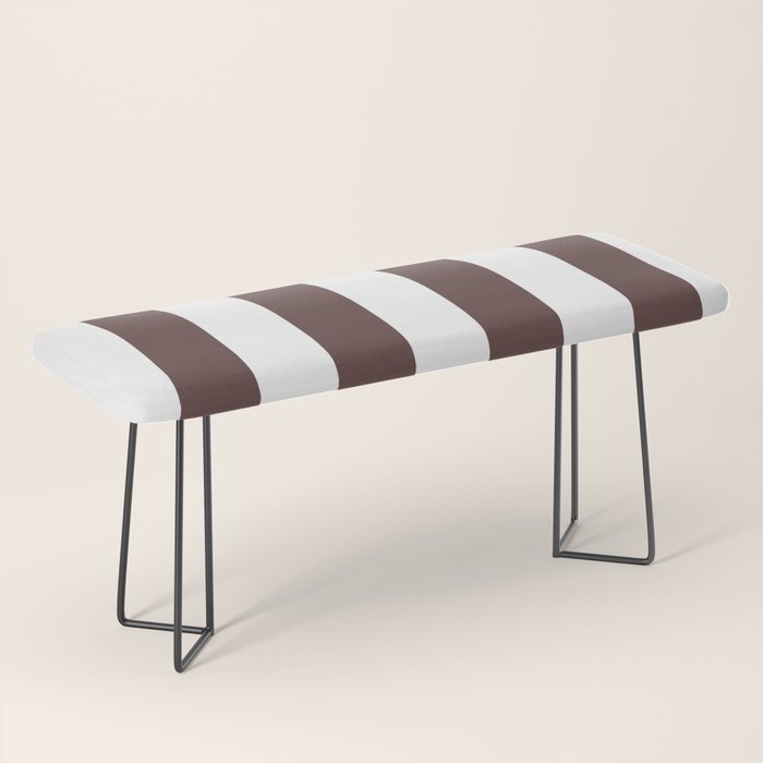 Dark Brown Granite and White Wide Vertical Cabana Tent Stripe Bench Gallery Image 1