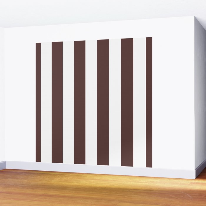 Dark Brown Granite and White Wide Vertical Cabana Tent Stripe Wall Mural Gallery Image 2