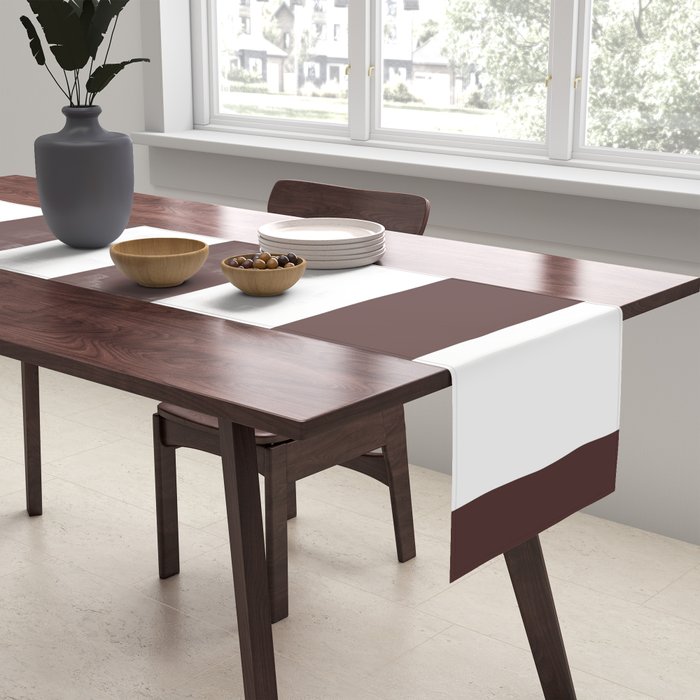 Dark Brown Granite and White Wide Vertical Cabana Tent Stripe Table Runner Gallery Image 2