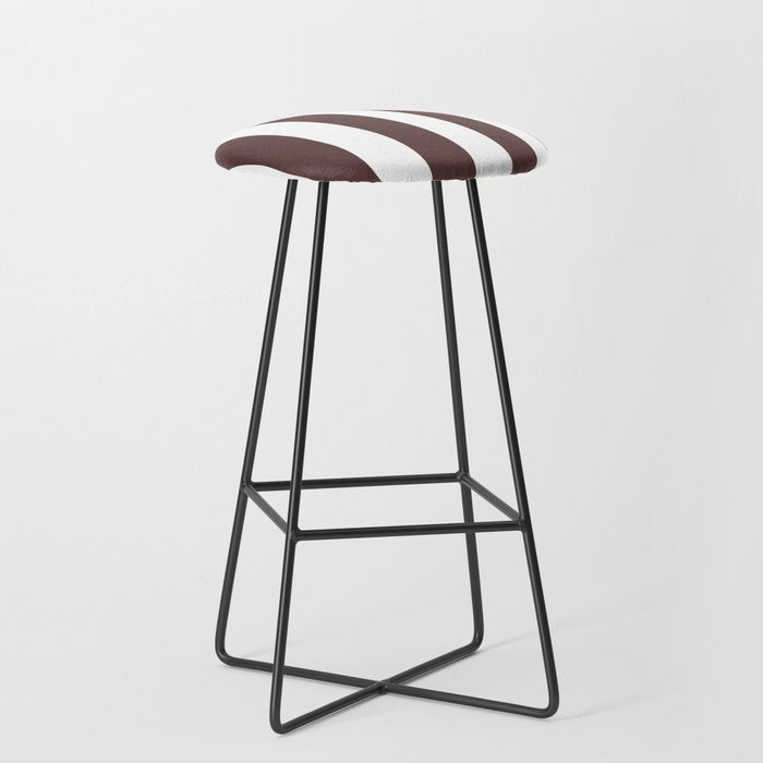 Dark Brown Granite and White Wide Vertical Cabana Tent Stripe Stool Gallery Image 1