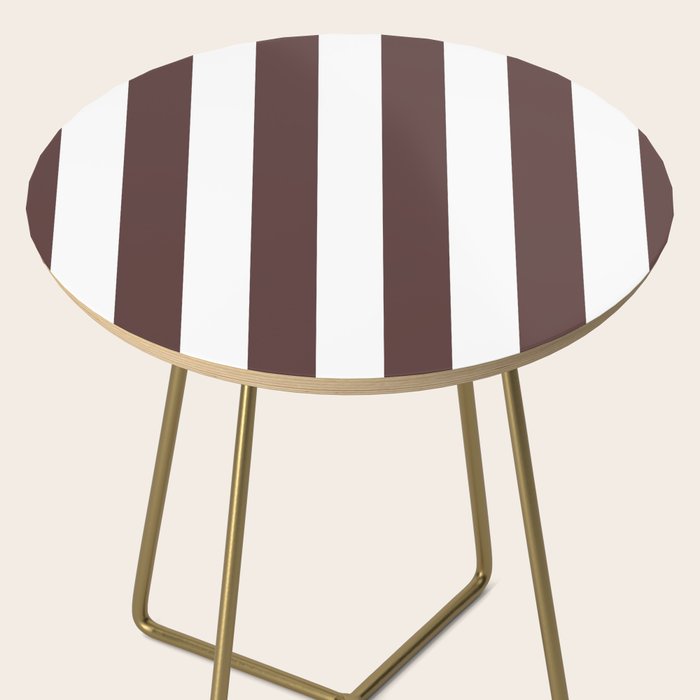 Dark Brown Granite and White Wide Vertical Cabana Tent Stripe Side Table Gallery Image 2