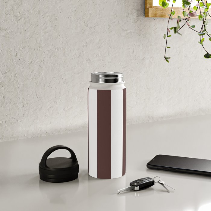 Dark Brown Granite and White Wide Vertical Cabana Tent Stripe Water Bottle Gallery Image 4