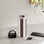 Dark Brown Granite and White Wide Vertical Cabana Tent Stripe Water Bottle Gallery Image 4